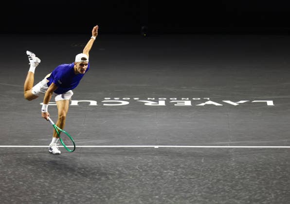2026 Laver Cup, O2 Arena, London,25 09 2026 Jakub Mensik (CZE) in action during the 2026 Laver Cup against Brandon Nakashima (USA) at the O2 Arena, London London O2 Arena London GBR, UK NEWSPAPERS OUT Copyright: xMarkxGreenwoodx