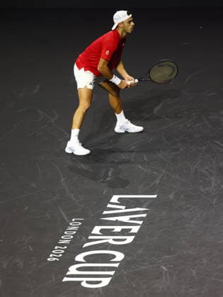 2026 Laver Cup, O2 Arena, London,25 09 2026 Francisco Cerundolo in action during the 2026 Laver Cup match against Casper Ruud (NOR) in the 2026 Laver Cup at the O2 arena, London London O2 Arena London GBR, UK NEWSPAPERS OUT Copyright: xMarkxGreenwoodx