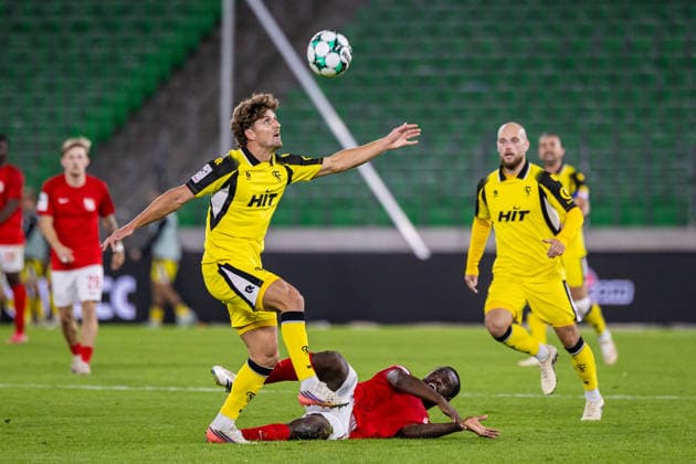 L R Enzo Wirtz, SC Fortuna Cologne, 09, in a tackle with Dennis Duah, TSV Havelse, 15, GER, TSV Havelse vs. SC Fortuna Cologne, Soccer, 3rd Division, Matchday 7, 2026–2027 Season, September 25, 2026 DFL regulations prohibit any use of photographs as image sequences and or quasi-video GER, TSV Havelse vs. SC Fortuna Cologne, Soccer, 3rd League, Matchday 7, 2026–2027 season, September 25, 2026, Hanover Copyright: xEibner-Pressefoto JanxRollingerx EP_JSK