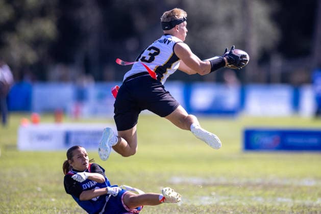 german player 13 catch the ball, U15 Mixed Germany vs Slovakia IFAF European Youth Championships 2026, 24.09.2026 Lido Delle Nazioni Lido Delle Nazioni Italia Copyright: xPFA BjörnxKeckerx