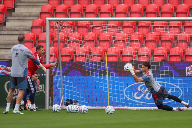 Croatia press and training: UEFA Nations League MD-1 Ivo Pandur of Croatia during the training session of Croatia national team, Nationalteam at Fortuna Arena on September 25, 2026 in Prague, Czech Republic.  MatijaxHabljak PIXSELL
