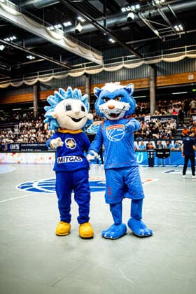 BB 1BL Men s Syntainics MBC Science City Jena Mitgas and the Syntainics MBC Wolf during the 2026–2027 season on Match Day 2 of the 1st EasyCredit Basketball Bundesliga between Syntainics MBC and Science City Jena at the Stadthalle Weissenfels on September 25, 2026 in Weissenfels, Saxony-Anhalt, Germany