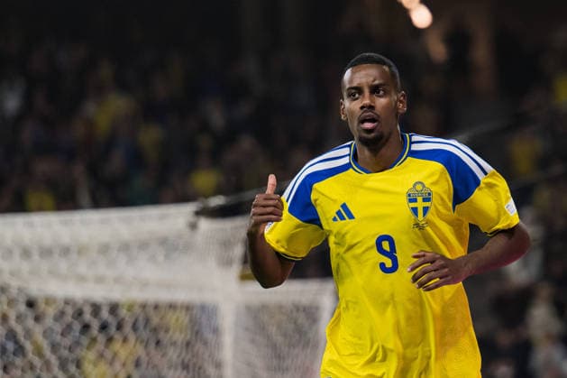 September 25, 2026: Alexander Isak of Sweden celebrates after scoring the 1-0 goal during the Nations League soccer match between Sweden and Romania on September 25, 2026 in Stockholm. Photo by Emma Wallskog, BILDBYRAN, code EW JM0854, bbeng, soccer, football, Nations League, UEFA Nations League, Sweden, Sweden A, Romania, celebration Copyright: EMMAxWALLSKOG BB260925EW024