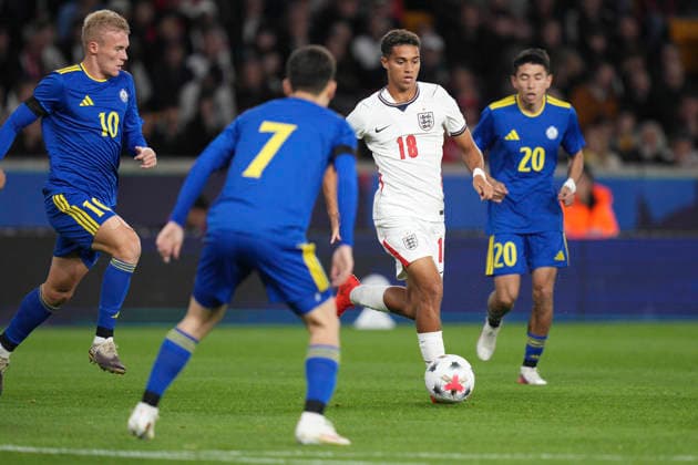 RECORD DATE NOT STATED 25th September 2026; Molineux Stadium, Wolverhampton, West Midlands, England; UEFA U21, U 21 Championship Qualification Football, England U21 versus Kazakhstan U21; Josh King of England U21s runs at the Kazakhstan U21 defence StevenxFlynn