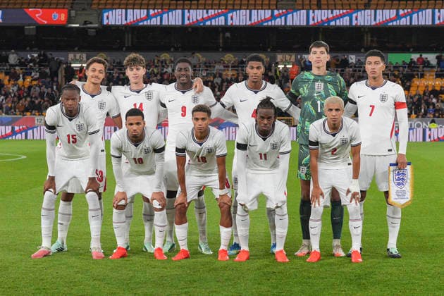RECORD DATE NOT STATED 25th September 2026; Molineux Stadium, Wolverhampton, West Midlands, England; UEFA U21, U 21 Championship Qualification Football, England U21 versus Kazakhstan U21; England U21 players pose for a team photo before the game StevenxFlynn