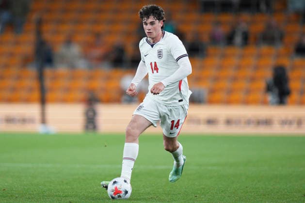 RECORD DATE NOT STATED 25th September 2026; Molineux Stadium, Wolverhampton, West Midlands, England; UEFA U21, U 21 Championship Qualification Football, England U21 versus Kazakhstan U21; Archie Gray of England U21s runs with the ball StevenxFlynn