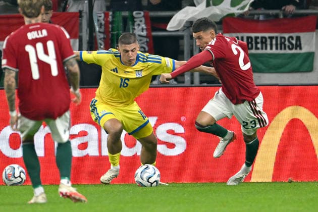 IPA88969251 - UkraineVitality Mykolenko vs. Hungary s Damir Redic during the Nations League, Matchday 1, between Hungary and Ukraine on September 26, 2026, at the Puskás Arena in Budapest, Hungary  Copyright: xVincenzoxOrlando IPAxSportx xx IPA88969251