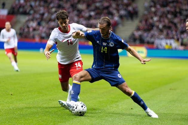 WARSZAWA 25.09.2026 MECZ 1. KOLEJKA GRUPA B4 LIGA NARODOW SEZON 2026 27: POLSKA - BOSNIA I HERCEGOWINA --- UEFA NATIONS LEAGUE FOOTBALL MATCH: POLAND - BOSNIA AND HERZEGOVINA JAKUB KIWIOR IVAN SUNJIC FOT. JAKUB MARKOWSKI 400MM.PL NEWSPIX.PL --- newspix.pl 