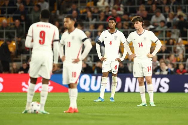 England U21, U 21 shows a look of dejection after conceeding the 2nd goal England U21 v Kazakhstan U21, UEFA European U21 Championship Qualifying, Football, Molineux Stadium, Wolverhampton, UK - 25 Sep 2026Wolverhampton Molineux Stadium United Kingdom  Copyright: xRyanxBrowne Shutterstockx 17169476bf