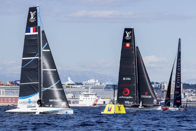 OTHER - Sailing - The Louis Vuitton 38th America s Cup Preliminary Regatta in Naples Photo by IPA ABACAPRESS.COM88966372 - Day 1 of the Louis Vuitton 38th America s Cup Preliminary Regatta in Naples. AC40 foiling monotypes racing across the Gulf of Naples, featuring intense fleet action from all particPhoto by IPA ABACAPRESS.COMting syndicates, including Emirates Team New Zealand, Luna Rossa Prada Pirelli, GB1, Tudor Team Alinghi, and other international teams on the official race course. During the Louis Vuitton 38th America s Cup Preliminary Regatta in Naples, a sailing race in Naples, Italy, on September 25, 2026 Napoli Italy Copyright: xIPAxSport ABACAx