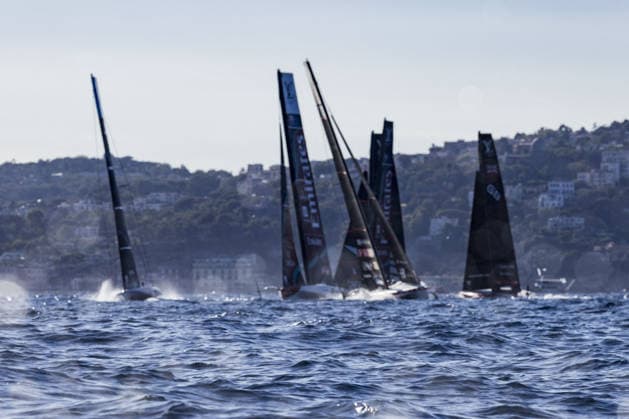 OTHER - Sailing - The Louis Vuitton 38th America s Cup Preliminary Regatta in Naples Photo by IPA ABACAPRESS.COM88968190 - Day 1 of the Louis Vuitton 38th America s Cup Preliminary Regatta in Naples. AC40 foiling monotypes racing across the Gulf of Naples, featuring intense fleet action from all particPhoto by IPA ABACAPRESS.COMting syndicates, including Emirates Team New Zealand, Luna Rossa Prada Pirelli, GB1, Tudor Team Alinghi, and other international teams on the official race course. During the Louis Vuitton 38th America s Cup Preliminary Regatta in Naples, a sailing race in Naples, Italy, on September 25, 2026 Napoli Italy Copyright: xIPAxSport ABACAx