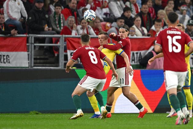 IPA88970149 - Viktor Tsygankov (Ukraine) against Milos Kerkez (Hungary) during the Nations League group stage, Matchday 1, between Hungary and Ukraine on September 26, 2026, at the Puskás Arena in Budapest, Hungary  Copyright: xVincenzoxOrlando IPAxSportx xx IPA88970149
