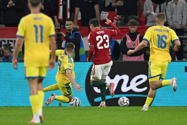 SOCCER - UEFA Nations League - Hungary vs. Ukraine Photo by IPA ABACAPRESS.COM88969248 - Oleh Ocheretko (Ukraine) against Damir Redzic (Hungary) during the Nations League group stage, Matchday 1, between Hungary and Ukraine on September 26, 2026, at the Puskas Arena in Budapest, Hungary Budapest Hungary  Copyright: xIPAxSport ABACAx