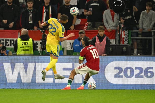 SOCCER - UEFA Nations League - Hungary vs. Ukraine Photo by IPA ABACAPRESS.COM88969237 - Mykola Matviyenko (Ukraine) against Dominik Szoboszlai (Hungary) during the Nations League group stage, Matchday 1, between Hungary and Ukraine on September 26, 2026, at the Puskás Arena in Budapest, Hungary Budapest Hungary  Copyright: xIPAxSport ABACAx