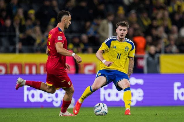 September 25, 2026: Patrik Walemark of Sweden during the Nations League soccer match between Sweden and Romania on September 25, 2026 in Stockholm. Photo by Emma Wallskog, BILDBYRAN. Code: EW JM0854. bbeng, soccer, football, fotball, Nations League, UEFA Nations League, Sweden, Sweden A, Romania  Copyright: EMMAxWALLSKOG BB260925EW057