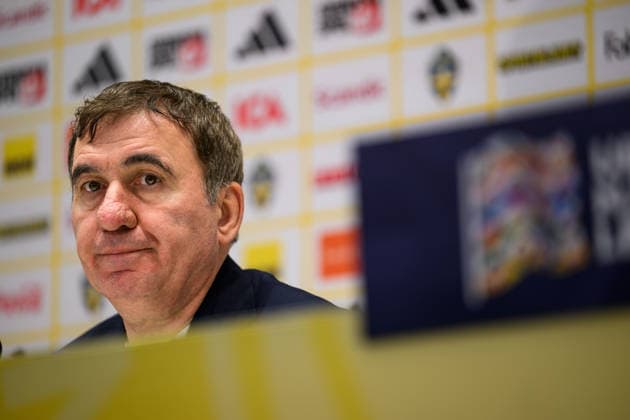 September 25, 2026 Head coach Gheorghe Hagi of Romania at the press conference following the Nations League soccer match between Sweden and Romania on September 25, 2026 in Stockholm. Photo by Jesper Zerman, BILDBYRAN, code JZ JM0854 bbeng soccer football fotball Nations League UEFA Nations League Sweden Sweden A Romania Romania press conference  Copyright: JESPERxZERMAN BB260925JZ045