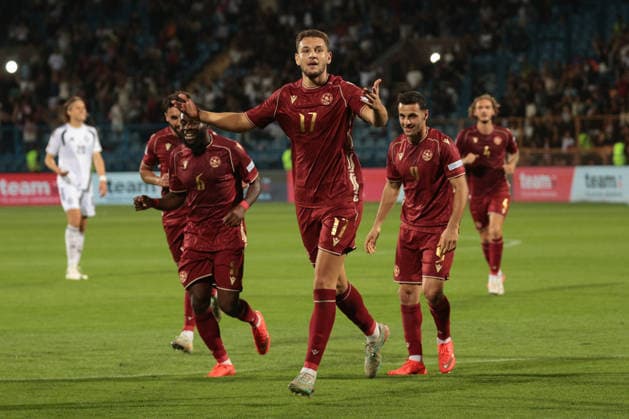 Artur Gharibyan of Armenia celebrates after scoring a goal during the UEFA Nations League match between Armenia and Latvia at the Vazgen Sargsyan Republican Stadium in Yerevan, Armenia, on September 25, 2026. Yerevan Vazgen Sargsyan Republican Stadium, Charents street, Kentron, Yerevan, 0070, Armenia Armenia Copyright: xArturxStabulnieksx 1683269