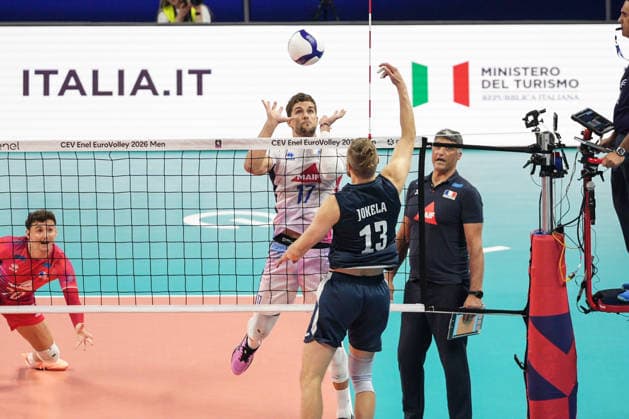 IPA88972596 - Severi Savonsalmi (FIN) during Eurovolley 2026—Semifinal—Finland vs. France, CEV Eurovolley Men s match in Assago (MI), Italy, September 25, 2026  Copyright: xSilvanoxMarcoxCesario IPAxSportx xx IPA88972596