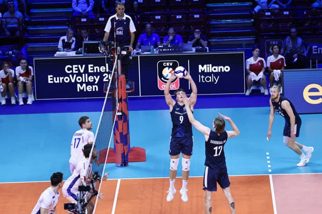 IPA88971908 - 9 Santeri Valimaa (Finland) in action during the Final Four of the CEV Enel EuroVolley 2026 match between France and Finland at the Unipol Forum in Milan, Italy, on September 25, 2026, during EuroVolley 2026 - Semifinal - Finland vs. France, CEV EuroVolley Men’s match in Assago (MI), Italy, September 25, 2026  Copyright: xValerioxOrigo IPAxSportx xx IPA88971908