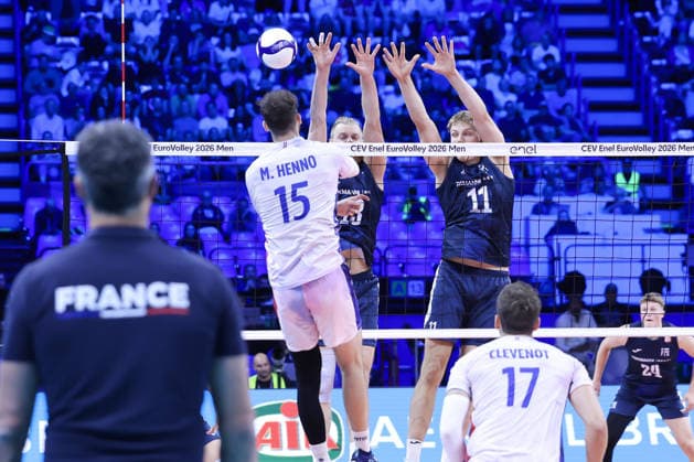 IPA88971912 - 15 Mathis Henno (France) during the Final Four of the CEV Enel EuroVolley 2026 match between France and Finland at the Unipol Forum in Milan, Italy, on September 25, 2026, during EuroVolley 2026 - Semifinal - Finland vs. France, CEV EuroVolley Men’s match in Assago (MI), Italy, September 25, 2026  Copyright: xValerioxOrigo IPAxSportx xx IPA88971912