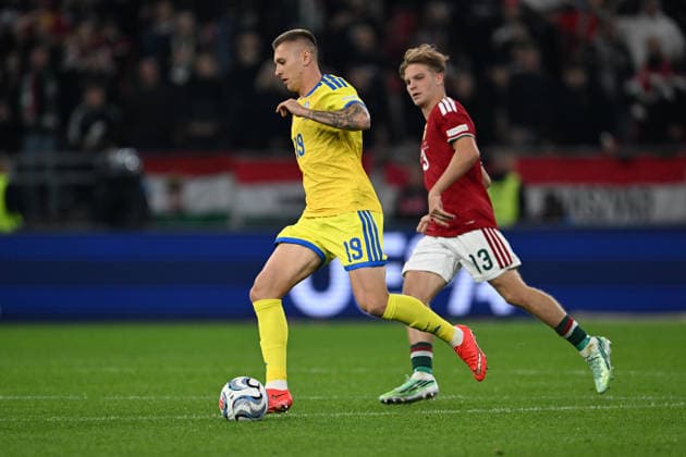 IPA88971972 - Yehor Nazaryna (Ukraine) during the Nations League group stage, Matchday 1, between Hungary and Ukraine on September 26, 2026, at the Puskás Arena in Budapest, Hungary  Copyright: xVincenzoxOrlando IPAxSportx xx IPA88971972