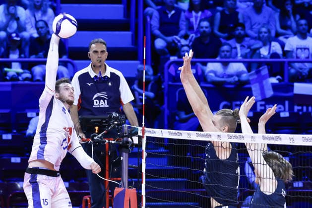 IPA88971974 - 15 Mathis Henno (France) during the Final Four of the CEV Enel EuroVolley 2026 match between France and Finland at the Unipol Forum in Milan, Italy, on September 25, 2026, during EuroVolley 2026 - Semifinal - Finland vs. France, CEV EuroVolley Men s match in Assago (MI), Italy, September 25, 2026  Copyright: xValerioxOrigo IPAxSportx xx IPA88971974