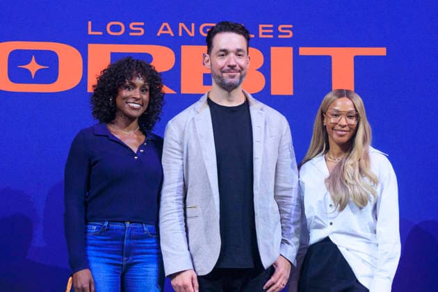 September 25, 2026, Inglewood, California, USA: (L-R) Issa Rae, Alexis Ohanian and Savannah James at the Los Angeles Orbit Volleyball Team launch and logo reveal on Friday September 25, 2026 at the Intuit Dome in Inglewood, California. ARIANA RUIZ PI LA Orbit Launch  - ZUMAp124 20260925_zaa_p124_023 Copyright: xArianaxRuizx