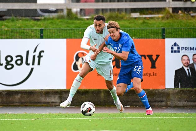 Iceland v France - Euro U21, U 21 2027 - Qualifications Ethan MBAPPE of France U21 and Daniel Freyr Kristjansson of Iceland U21 during Euro U21 2027 Qualifications match between Iceland and France at Throttarvollur on September 25, 2026 in Reykjavik, Iceland. Reykjavik Iceland  Copyright: xSandraxRuhautx 776567071