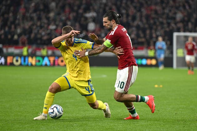 IPA88973626 - Valeriy Bondar (Ukraine) against Dominik Szoboszlai (Hungary) during the Nations League group stage, Matchday 1, between Hungary and Ukraine on September 26, 2026, at the Puskás Arena in Budapest, Hungary  Copyright: xVincenzoxOrlando IPAxSportx xx IPA88973626