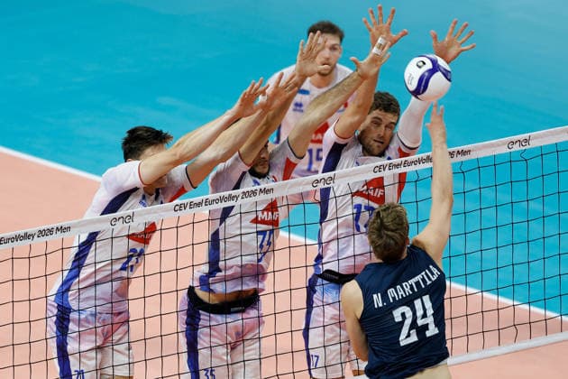 IPA88974244 - <<enter caption here>> during the CEV Enel EuroVolley 2026 semifinal match between Finland and France at the Unipol Forum on September 25, 2026, in Milan, Italy.  Copyright: xRichardxMorgano IPAxSportx xx IPA88974244