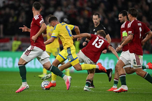 SOCCER - UEFA Nations League - Hungary vs. Ukraine Photo by IPA ABACAPRESS.COM88971385 - Georgiy Sudakov (Ukraine) against Anras Schafer (Hungary) during the Nations League group stage, Matchday 1, between Hungary and Ukraine on September 26, 2026, at the Puskás Arena in Budapest, Hungary Budapest Hungary  Copyright: xIPAxSport ABACAx