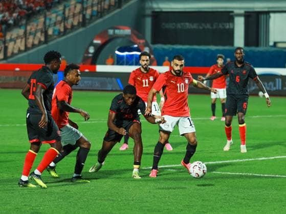 Egypt held to goalless draw by Angola in AFCON qualifier CAIRO, EGYPT, SEPTEMBER 25, 2026: Players from Egypt and Angola compete during their 2027 Africa Cup of Nations qualifying match at Cairo International Stadium in Cairo. Egypt and Angola opened their Group B qualifying campaigns with a 0-0 draw, earning one point each. Cairo Egypt Copyright: x xAbdullahxHamadax xJNAxPressx