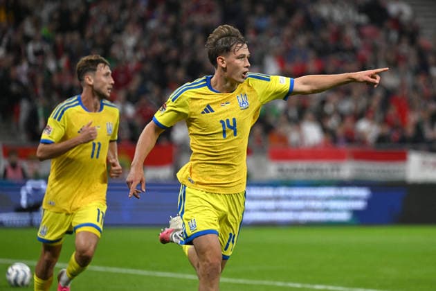 SOCCER - UEFA Nations League - Hungary vs. Ukraine Photo by IPA ABACAPRESS.COM88971919 - Danylo Sikan (Ukraine) scored the 1-0 goal during the Nations League, Matchday 1, between Hungary and Ukraine on September 26, 2026, at the Puskás Arena in Budapest, Hungary Budapest Hungary  Copyright: xIPAxSport ABACAx