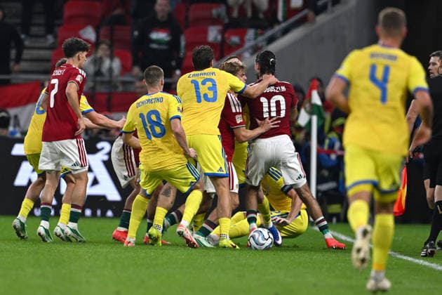 SOCCER - UEFA Nations League - Hungary vs. Ukraine Photo by IPA ABACAPRESS.COM88973584 - On-field brawl during the Nations League phase, Matchday 1, between Hungary and Ukraine on September 26, 2026, at the Puskás Arena in Budapest, Hungary Budapest Hungary  Copyright: xIPAxSport ABACAx