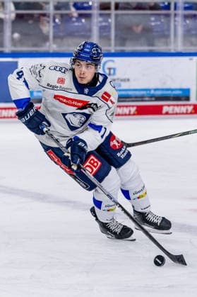 Emil Kvernmo Wasenden, ERC Ingolstadt, 14 GER, Straubing Tigers vs. ERC Ingolstadt, Ice Hockey, DEL, 2026–2027 Season, Matchday 3, September 25, 2026. Photo: HMB Media, Heike Feiner Copyright: HMBxMedia HeikexFeiner