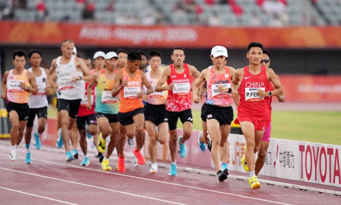 (260926) -- NAGOYA, Sept. 26, 2026 -- Athletes compete during the men s marathon final of Athletics at the 20th Asian Games Aichi-Nagoya 2026 in Nagoya, Japan, Sept. 26, 2026. ) (SP)JAPAN-NAGOYA-ASIAN GAMES-ATHLETICS-MEN S MARATHON LuixSiuxWai 
