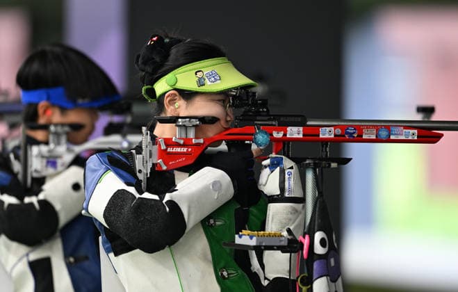 (260926) -- TOYOTA, Sept. 26, 2026 -- Han Jiayu of team China competes during the 50m rifle 3 positions women team final of shooting at the 20th Asian Games Aichi-Nagoya 2026 in Toyota of Aichi Prefecture, Japan, Sept. 26, 2026. ) (SP)JAPAN-TOYOTA-ASIAN GAMES-SHOOTING-50M RIFLE 3 POSITIONS WOMEN TEAM-FINAL LiuxLei 