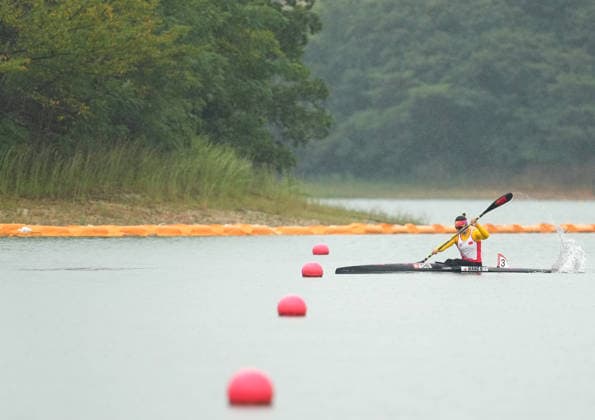 (260926) -- NAGOYA, Sept. 26, 2026 -- Wang Nan of China competes during the women s kayak single 500m final of canoe sprint at the 20th Asian Games Aichi-Nagoya 2026 in Miyoshi of Aichi Prefecture, Japan, Sept. 26, 2026. ) (SP)JAPAN-NAGOYA-ASIAN GAMES-CANOE SPRINT-WOMEN S KAYAK SINGLE 500M-FINAL ZhangxHaobo