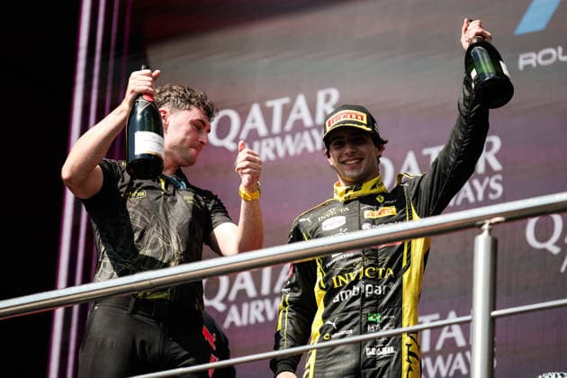 AUTO - FORMULA 2 2026 - BAKU CAMARA Rafael (bra), Invicta Racing, Dallara F2 2024, podium during the 12th round of the 2026 FIA Formula 2 Championship from September 24 to 26, 2026 on the Baku City Circuit, in Baku, Azerbaijan - BakuAzerbaijan  Copyright: xEricxAlonsox