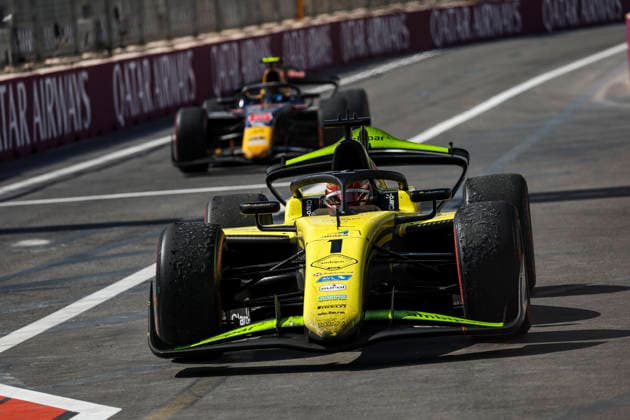 AUTO - FORMULA 2 2026 - BAKU 01 CAMARA Rafael (bra), Invicta Racing, Dallara F2 2024, action 06 TSOLOV Nikola (bul), Campos Racing, Dallara F2 2024, action during the 12th round of the 2026 FIA Formula 2 Championship from September 24 to 26, 2026 on the Baku City Circuit, in Baku, Azerbaijan - BakuAzerbaijan  Copyright: xXavixBonillax