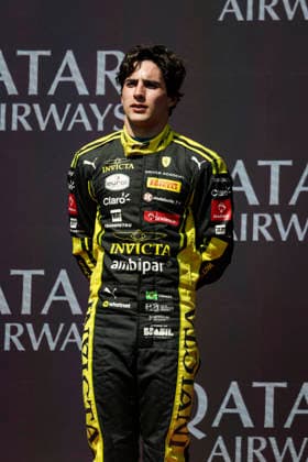AUTO - FORMULA 2 2026 - BAKU CAMARA Rafael (bra), Invicta Racing, Dallara F2 2024, portrait celebration victory podium during the 12th round of the 2026 FIA Formula 2 Championship from September 24 to 26, 2026 on the Baku City Circuit, in Baku, Azerbaijan - BakuAzerbaijan  Copyright: xXavixBonillax
