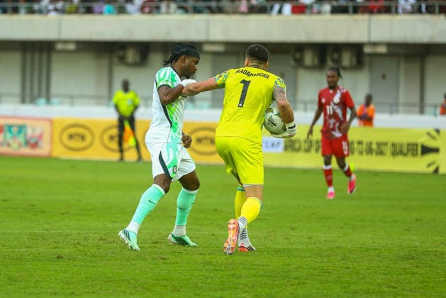 UYO, NIGERIA - SEPTEMBER 25: Geordan Dupire, Madagascar during the PAMOJA 2027 Africa Cup of Nations (AFCON) qualifier match between Nigeria and Madagascar at Godswill Akpabio Stadium on September 25, 2026 in Uyo, Nigeria. Photo by Nsidibe Akpan Copyright: xx