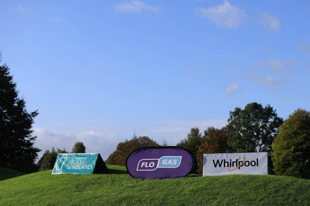 REPRO FREE *PRESS RELEASE NO REPRODUCTION FEE* EDITORIAL USE ONLY Flogas Irish Mixed Foursomes & Four-Ball, Westmanstown Golf Club, Dublin 26 9 2026 A view of Flo Gas branding A view of Flo Gas branding 26 9 2026  Copyright: xx BK1_1926 copy