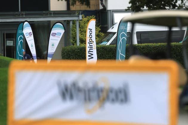 REPRO FREE *PRESS RELEASE NO REPRODUCTION FEE* EDITORIAL USE ONLY Flogas Irish Mixed Foursomes & Four-Ball, Westmanstown Golf Club, Dublin 26 9 2026 A view of Whirlpool branding A view of Whirlpool branding 26 9 2026  Copyright: xx BK1_6985 copy