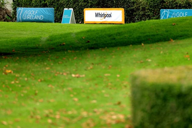 REPRO FREE *PRESS RELEASE NO REPRODUCTION FEE* EDITORIAL USE ONLY Flogas Irish Mixed Foursomes & Four-Ball, Westmanstown Golf Club, Dublin 26 9 2026 A view of Whirlpool branding A view of Whirlpool branding 26 9 2026  Copyright: xx BK1_5053 copy
