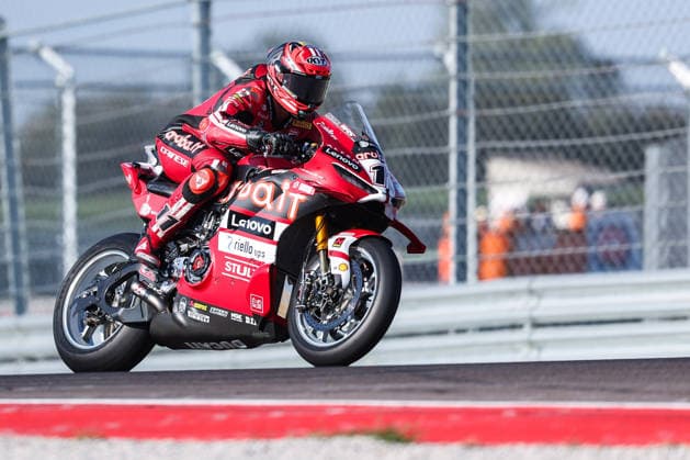 Nicolo Bulega of Aruba.it Racing - Ducati with Ducati Panigale V4R seen during Free Practice 3 of SBK Round 10 EICMA Italian Round. Cremona Italy Copyright: xBEAUTIFULxSPORTS Carabellix