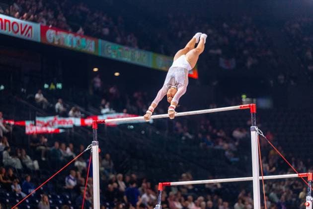 September 26, 2026, Paris, Paris, France: September 26, 2026, Paris, France: Lena Khenoun of Algeria during the qualifier of the uneven bars at Gym Paris inside the AccorArena. Paris France - ZUMAp284 20260926_zip_p284_030 Copyright: xMickaelxPintax