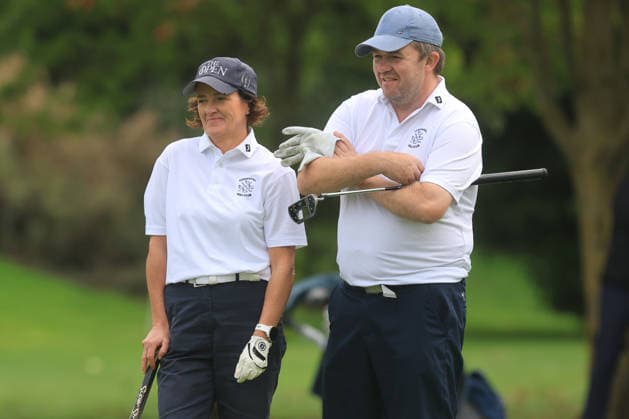 REPRO FREE *PRESS RELEASE NO REPRODUCTION FEE* EDITORIAL USE ONLY Flogas Irish Mixed Foursomes & Four-Ball, Westmanstown Golf Club, Dublin 26 9 2026 Cushendall™s Aine Cochrane and Alister McGregor Aine Cochrane and Alister McGregor 26 9 2026  Copyright: xx BK1_8295 copy