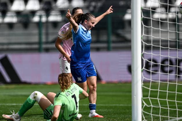 Cm Biella 26 09 2026 - campionato di calcio serie A femminile Juventus-Napoli foto Cristiano Mazzi Image nella foto: esultanza gol Emilie Mece 