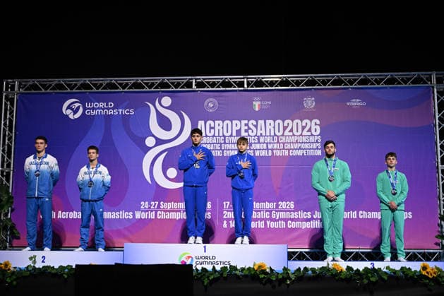 IPA88992977 - MP MEDAL CEREMONY during the 30th World Acrobatic Gymnastics Championships, Gymnastics in Pesaro, Italy, September 26, 2026  Copyright: xFilippoxTomasi IPAxSportx xx IPA88992977